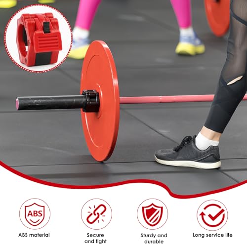 4 Pack Barbell Clamps Collars, 2" Quick Release Weight Clips Fit Olympic Barbell, Heavy Duty Locking Bar Clips for Weightlifting Workout Training Gym Athletes Fitness Enthusiasts (2 Black 2 Red)