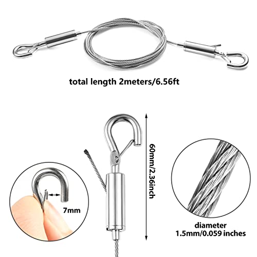Picture Hanging Wire Kit,4Pcs,Wire Long 6.6FT,Holds Up to 66lbs,Easy to Use - color: Silver, size: 2M4PCS