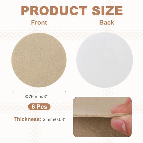 uxcell 6Pcs Lamp Base Felt, 3 Inch Dia 2mm Thick Adhesive Round Soft Felt Furniture Pads, Non-Slip Anti-Scratch Backed for Reading Light Table Lamp DIY Craft, Beige - color: Beige, size: 3 inch