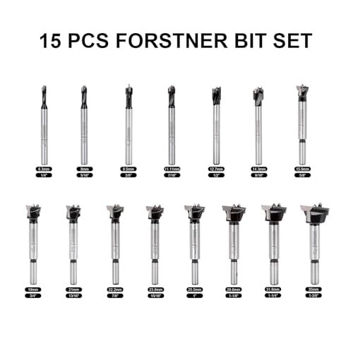 Mollom 15Pcs Carbide Forstner Drill Bit Set (6.3-35mm) - size: 15Pcs | 6.3-35mm