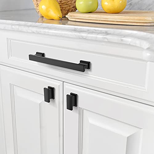 Asidrama 6 Pack 5 Inch(128mm) Matte Black Kitchen Cabinet Handles, Cabinet Pulls Kitchen Cabinet Hardware for Cupboard Drawer Pulls - color: Matte Black, size: 5" Hole Center, style: 6 Pack