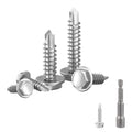 Jyphorixal Self-Tapping Screws, 410 Stainless Steel, 140 PCS Assortment Kit with Driver, #10X3/4, Hex Washer Head