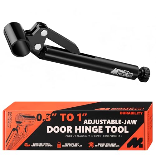 Adjustable Door Hinge Adjustment Tool, 0.3''–1'' Universal Hinge Wrench, Heavy Duty Carbon Steel Door Hinge Adjuster for Door Alignment & Repair (Black)