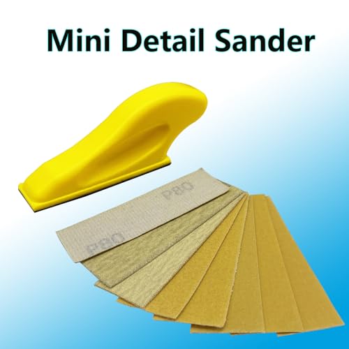 80PCS Micro Detail Sander Kit, Hook Loop Sandpaper 80-800 Grit - style: Yellow(Grit 80-800)