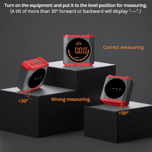 Neoteck Digital Angle Finder LED Rechargeable Level Box Protractor Bevel Gauge Inclinometer with Magnetic Base IP54 Waterproof for Woodworking Home Decoration-Red