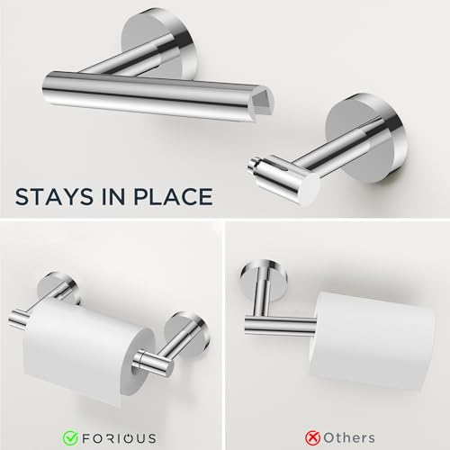 FORIOUS Bathroom Accessories, 4-Piece Bathroom Hardware Set - 24" Towel Bar - color: Chrome