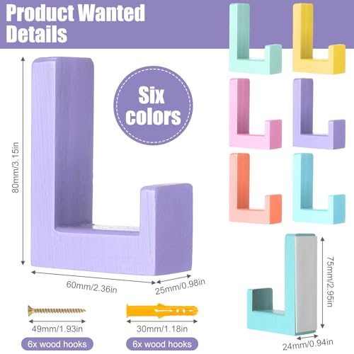 Teenyyou 6 Pcs Cute Kids Wall Hooks Adhesive for Backpack Pastel - color: Pastel