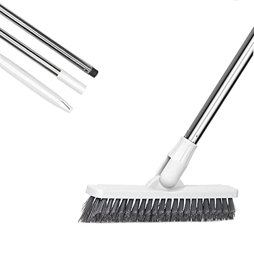 LandHope Grout Brush with Long Handle 50inches Grout Cleaner for Tile Floors Crevice Floor Scrub Brush 120° Rotatable Bathtub Clean Tool Grout Scrubber Indoor Kitchen Shower for Hard to Reach Areas