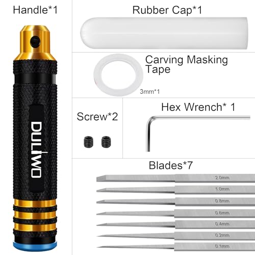 Model Scriber Chisel 7 Blades (0.1/0.2/0.4/0.6/0.8/1.0/2.0mm) - color: Black Gold