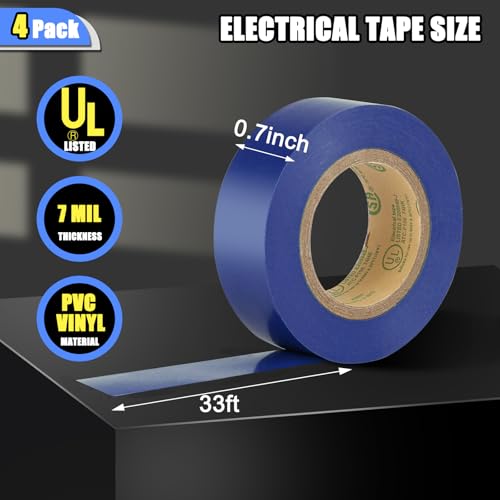 GEYYANG Blue Electrical Tape, 4 Pack - color: Blue