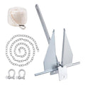 VEVOR Fluke Style Anchor Kit,Hot-Dipped Galvanized Steel Fluke Anchor with 7.9' Chain - size: 13 lbs