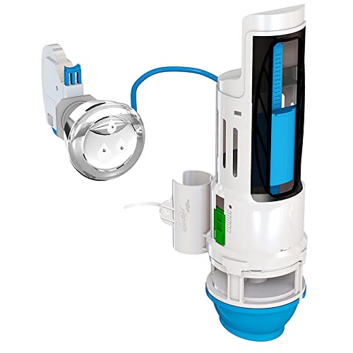 Danco HYR270 Hydroright Water-Saving Dual Flush Valve with Push-Button Handle, Plastic, Chrome - style: Push Button