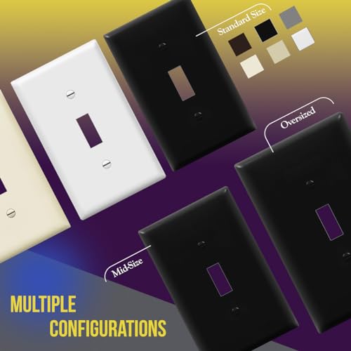 ENERLITES Quad Toggle Light Switch Wall Plate, Standard Size 4-Gang 4.50" x 8.19", Unbreakable Polycarbonate Thermoplastic, 8814-BK, Black - color: Black, size: Standard Size