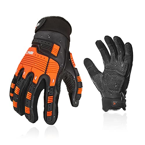 Vgo... Men's Leather Impact Anti-Vibration Mechanic Gloves(CA7722WR) - color: Black, size: XX-Large
