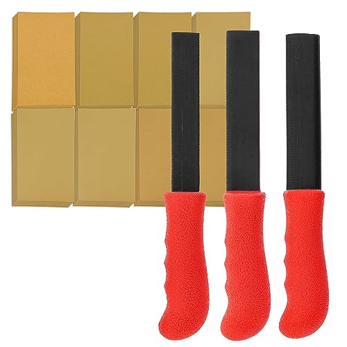Dura-Gold Set of 3 Contour Hand Sanding File Block Sticks with 40 Sheet Hook & Loop Sandpaper Kit - 3 Different Convex Radius Profile Shapes, Teardrop - style: Oval