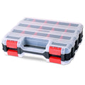 Small Parts Organizer Storage Case Tools Box 34-Compartments (Red) - color: Red