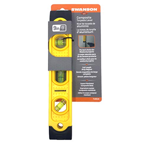 Swanson Tool TL021M 9 In. Speedlite Magnetic Torpedo Level with Rubber End Caps, yellow - size: 9" (Pack of 1), style: Speedlite® Magnetic Torpedo Level with Rubber End Caps