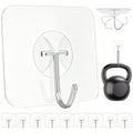 Latoxcaa Heavy Duty Adhesive Wall Hooks - Strong & Transparent, Hold up to 22lb, Waterproof & Reusable, Ideal for Kitchen, Bathroom, and Office (10 Pack) - size: 10 Medium Hooks