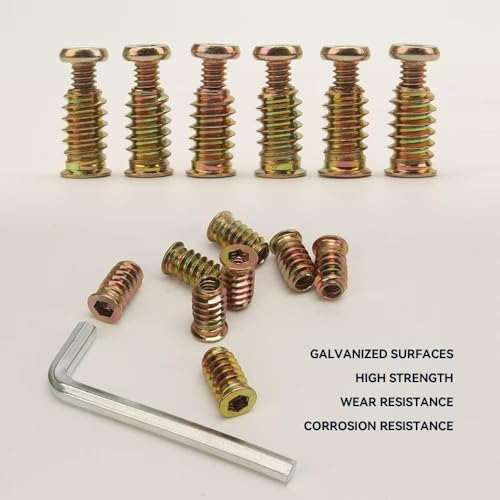 36pcs 1/4-20 x 3/4" Furniture Screw Nut Threaded Wood Insert, 36pcs 1/4-20 x 19/32" Wood Inserts Bolt Fastener Connector Hex Socket Drive Screw-in Nuts with Hex Spanner - size: 36pcs