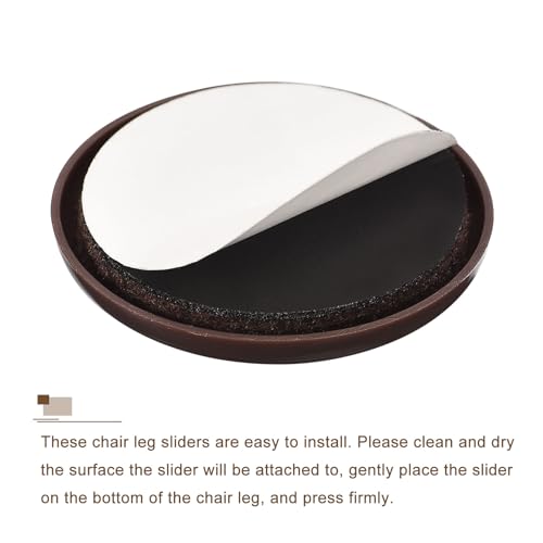 uxcell Furniture Sliders, 8Pcs 2" - Plastic Self-Adhesive Round Sliding Pads, Chair Glides for Carpeted Tile Vinyl Hardwood Floors (Brown)