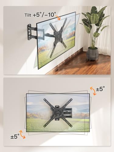 ELIVED Full Motion TV Wall Mount for 26-60" TVs, Max VESA 400x400, 77 lbs. - size: Arm: 15.5" TV: 26-60"