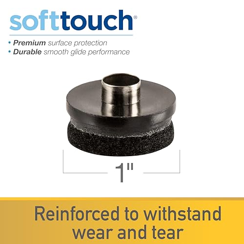 SoftTouch 1" Round Nail-On Felt Furniture Sliders, Protective Heavy-Duty Felt Pads for Wood Furniture and Hard Surfaces, 48-Count, Black - color: Black, size: 1 Inch, style: Value Pack