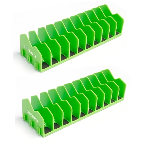 Plier Organizer & Rack (2-Pack, High-Vis Green) – 20-Slot Tool Storage for Toolbox Drawers – Non-Slip Rubber Base, Interlocking Modular Holders for Pliers, Cutters & Snips - size: 2 PC-Green