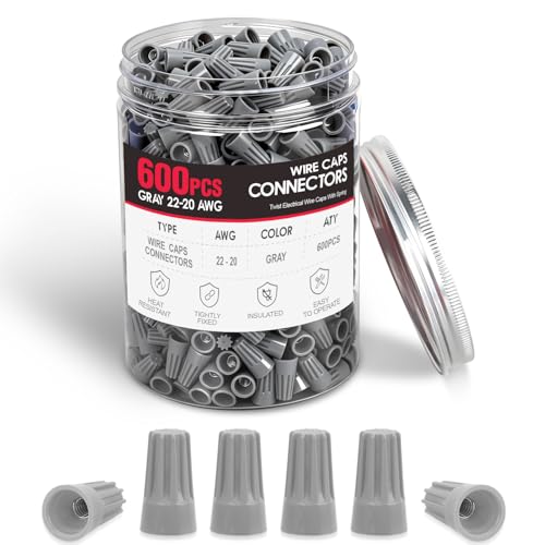 Nilight 600PCS Gray Wire Connectors Kit 22-20 AWG Electric Wire Caps - color: 600PCS 22-20# Wire Caps