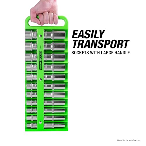 OEMTOOLS 23118 1/2" Drive Portable Magnetic Socket Organizer, Sockets Organizer, 1/2 Inch Socket Organizer, Green - style: 1/2 Inch Drive