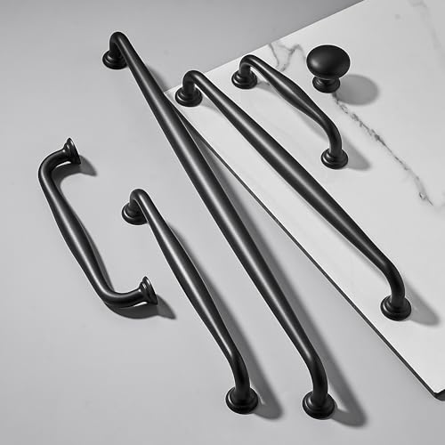 SAILING 5 Pack Cabinet Handles-8.81"/224mm Screw Spacing Matte Black Furniture Hardware Handles for Kitchen Cabinets Bedroom Dresser Wardrobe Cabinet Pulls - color: Matte Blcak, size: 8.81"(224mm)Hole Center-5Pcs