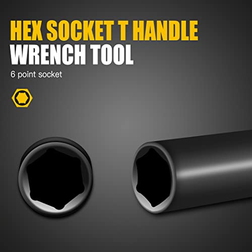 T-Handle Socket Wrench Set, 7PCS Metric Handle Wrenches - 6, 8, 10, 11, 12, 13, 14mm, 6-Point Hex Socket Lug Wrench for Motorcycle Car Bicycle Repair, Chrome Vanadium Steel - size: 7Pack