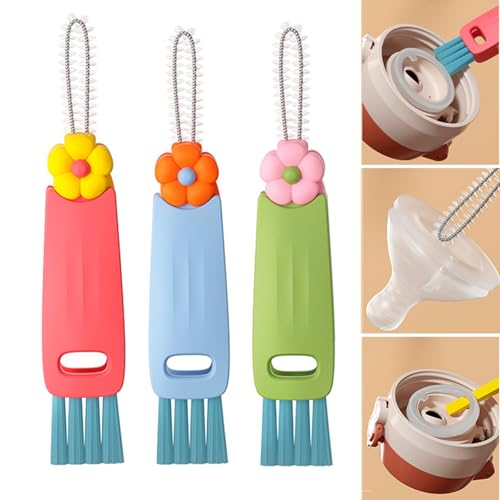 3 in 1 Cup Lid Cleaning Brush, Multifunctional Insulation Bottle Cleaning Tool, Home Kitchen Cleaning Tool for Bottle Gap Tight Spaces Cup