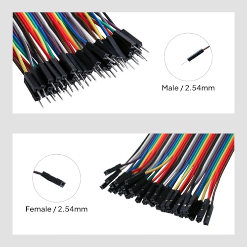 ELEGOO 120pcs Multicolored Dupont Wire M-F, M-M, F-F for Breadboard Jumper