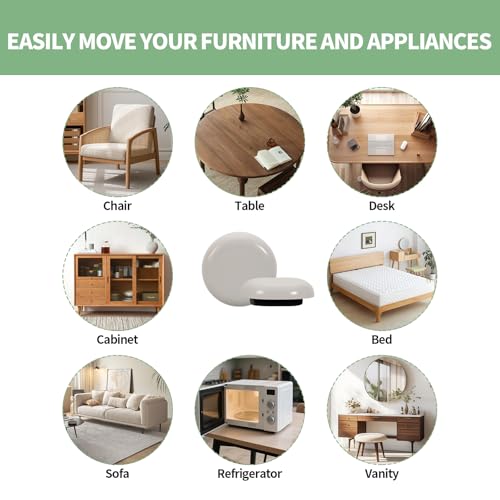 12PCS Stick Furniture Sliders – 1 Inch Sliders for Furniture On Carpet, Furniture Sliders for Hardwood Floors, Carpet & Tile, Beige Moving Sliders, Furniture Movers(8 Round + 4 Square) - size: 12pcs