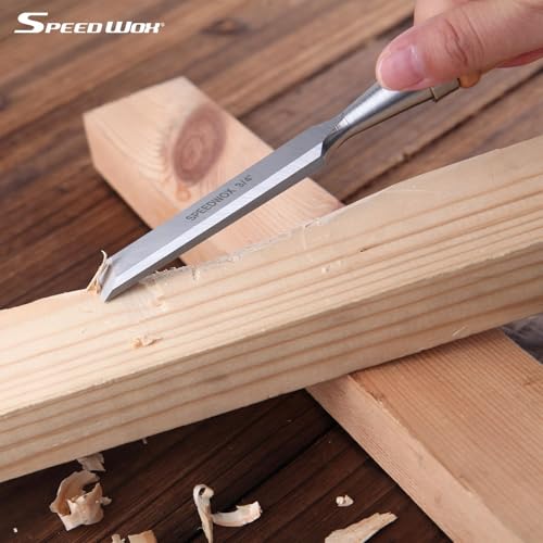 SPEEDWOX 4 Piece Wood Chisel Sets Professional Wood Chisel Set for Woodworking Tools Set Wood Tools Chisel Set Woodworking Wood Chisels for Woodworking 1/4"(6 mm), 1/2"(13 mm), 3/4"(19 mm), 1"(25 mm)
