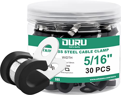 OURU 5/16 Inch Cable Clamps, Rubber Coated Insulated Clamps, 30pcs, 8mm - size: 30pcs - 5/16"
