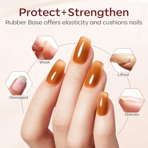 modelones Fall Jelly Rubber Base Gel Polish Set Brown Burgundy 6 Color Gift - color: Autumn Base Color