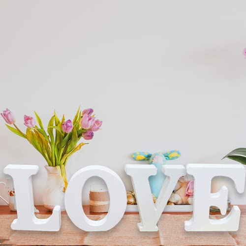 AOCEAN 4 Inch White Wood Letters Unfinished Wood Letters for Wall Decor Decorative Standing Letters Slices Sign Board Decoration for Craft Home Party Projects (&) - style: &
