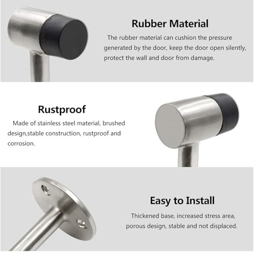 Heavy Duty Floor Stop Door Stopper, 3 Inch / 75mm, Pack of 4
