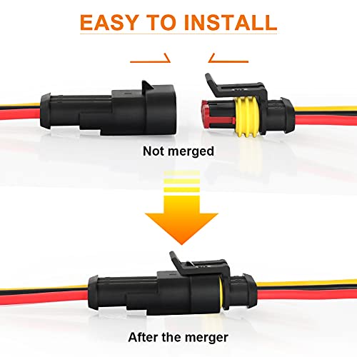 NAOEVO 3 Pin Connector Waterproof, 16 AWG 3 Wire Connectors, 6 Kits (Pack of 2) - size: 3 Pin (Pack of 2)