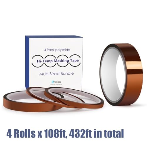 ELEGOO High Temp Tape, 4 Pack Polyimide High Temperature Resistant Tape