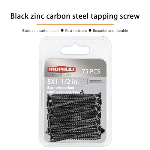 #8 X 1-1/2" Black Screw,Flat Head Phillips Wood Screw, Electroplating Black Carbon Steel, #8 X 1-1/2-Inch, 75Pcs - color: Black Zinc Plated Screws, size: #8 x 1-1/2"