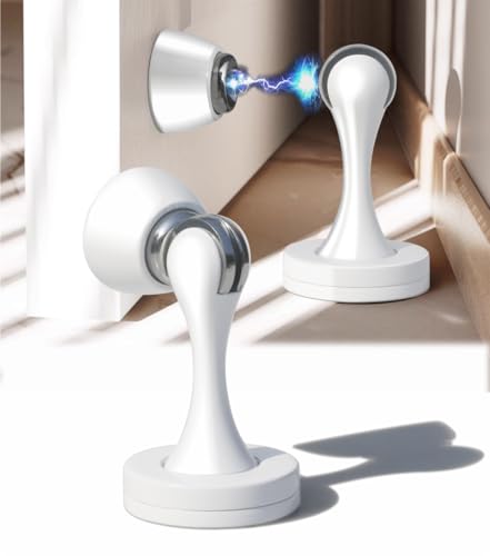 Solid Mental Magnetic Door Stop, Wall Mounted, White, 2 Pack - color: 2PCS White