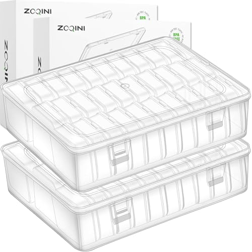 Bead Organizer, 60Pcs Small Clear Plastic Bead Storage Containers with Label, 2 Large Craft Storage Cases with Hinged Lid, Storage Box for Jewelry Making Diamond Art Bracelet Seed Screw Mini Parts - size: 2 Pack - 60 Pcs (2.16" x 2.16" x 0.78")
