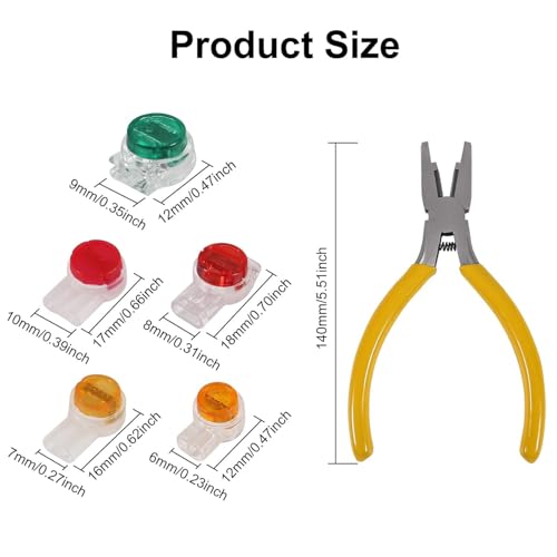 Wire Connectors Assortment Kit 251pcs, Waterproof Gel-Filled IDC Network Cable Telephone Wire Splice Connectors Include UY/K1, UY2/K2, UR/K3, UR2/K3 and UG/K5, Phone Wire Butt with Crimping Plier