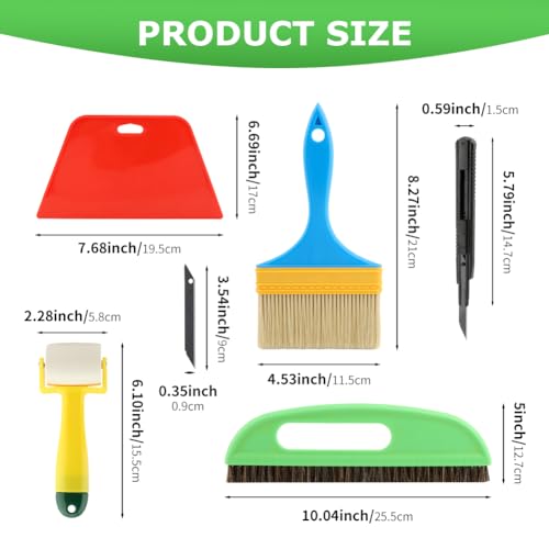 15Pcs Wallpaper Smoothing Tool Kit,Wallpaper Tools Kits,Smoother Tools | Wallpaper Smoothing Brush,Seam Roller,Paste Brush,For Applying Peel and Stick Wallpaper,Vinyl Backsplash Tile,Wallcovering
