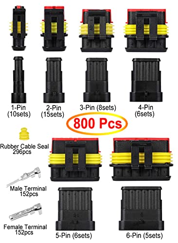 800pcs 1/2/3/4/5/6 Pin Connector Automotive Electrical Waterproof Connector - style: 800 pcs
