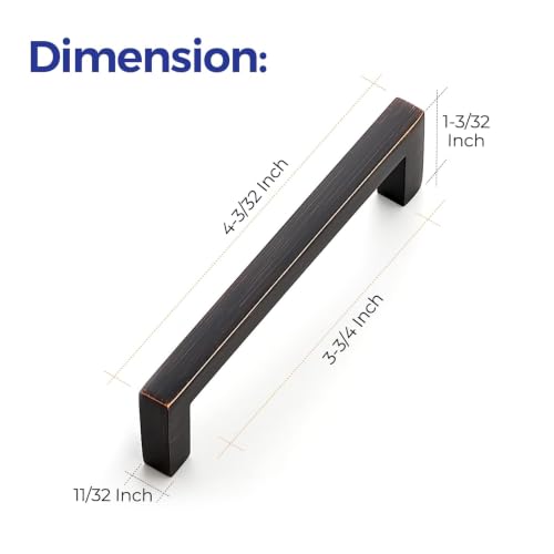 Ravinte Oil Rubbed Bronze Cabinet Handles Cabinet Pulls 3-3/4 Inch 5 Pack | Zinc Alloy, Slim Square Bar Grip, Smooth Drawer Pull Feel, Kitchen Cabinet Update, For Cupboards, Dressers, Drawers, Hardware - color: Oil Rubbed Bronze, size: Flat Black 3-3/4''