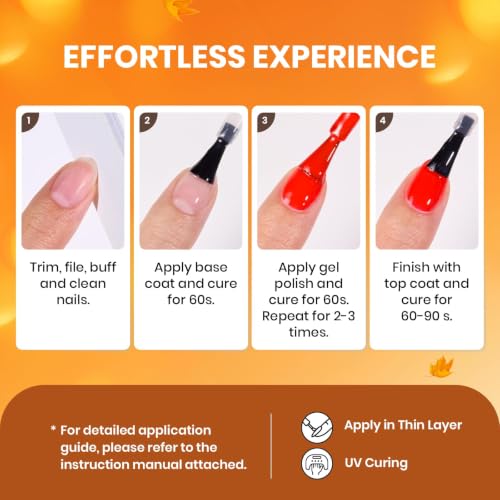 Beetles Autumn Aura Gel Polish Set, 23Pcs Fall Nails Gel Orange Burgundy | Brown Yellow Gel Polish Red Cat Eye & Glitter Soak Off UV LED Needed Manicure with Base Glossy Matte Top Coat - color: A - Mixed Finishes | Autumn Aura
