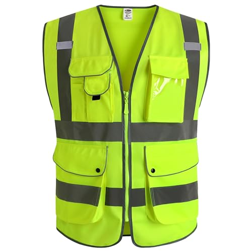 JKSafety Safety Vest for Men Women Reflective Hi Vis JK150 Yellow L - color: Yellow, size: Large
